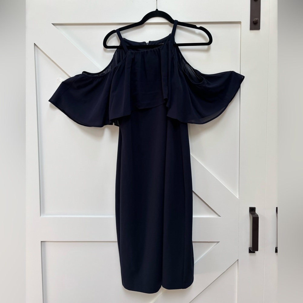Vince Camuto Navy Cold Shoulder Dress